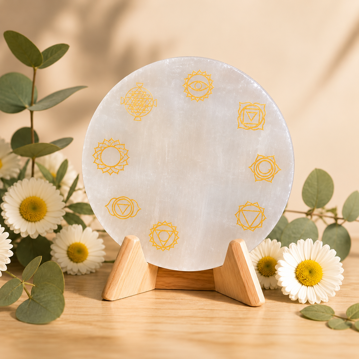 9 Chakra Selenite Charging Plate