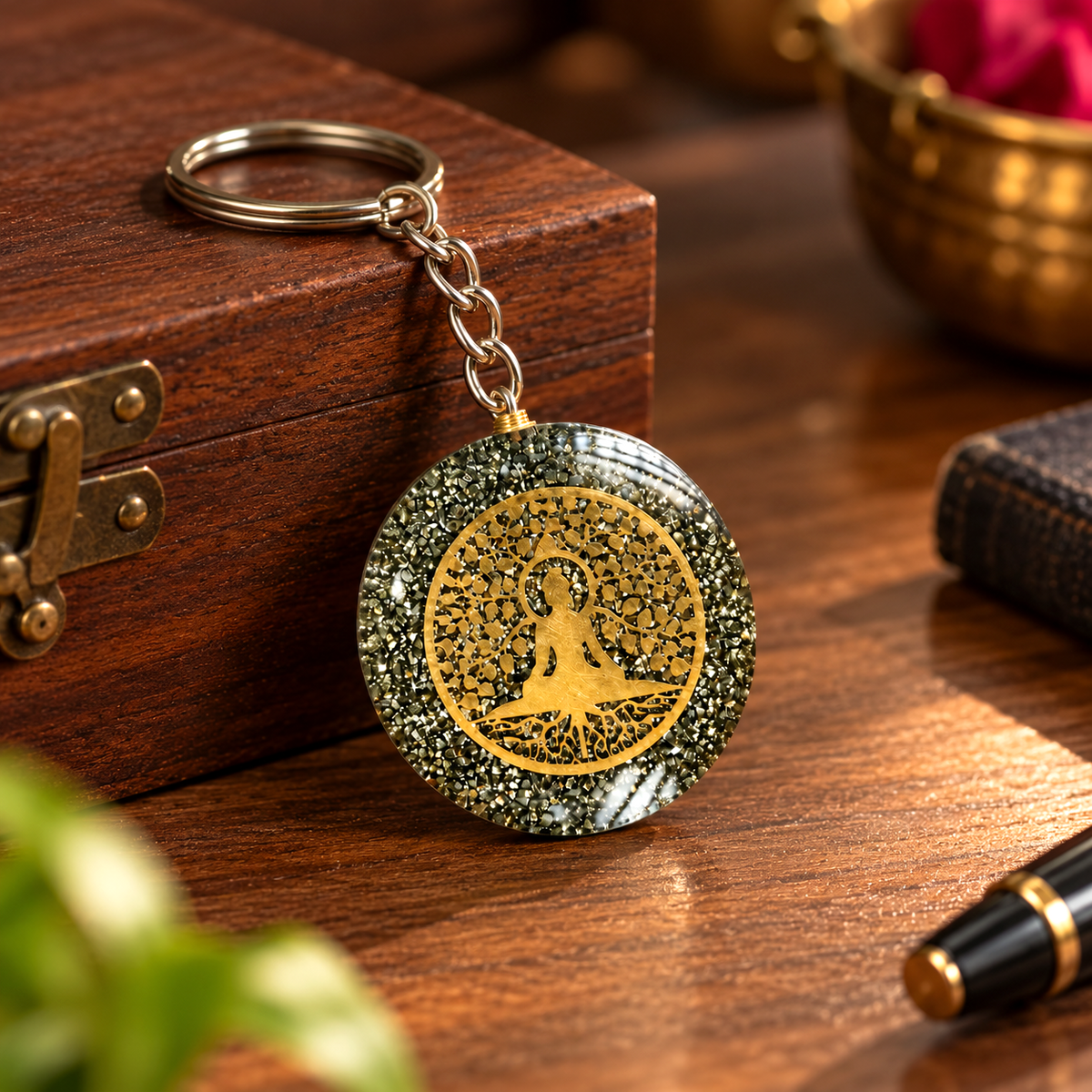Round Buddha Keychain