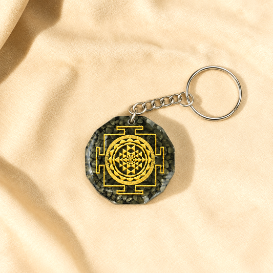 Black Agate Sri Yantra Zibu Crystal