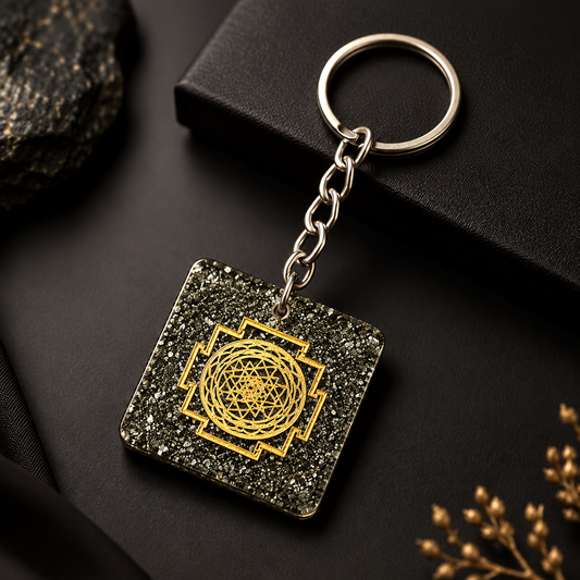 Square Sri Yantra Money Magnet Keychain
