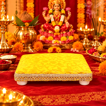 Yellow Pooja Chowki Aasan