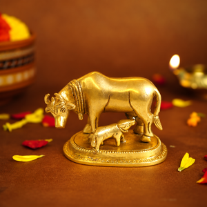 Brass Cow and Calf Idol