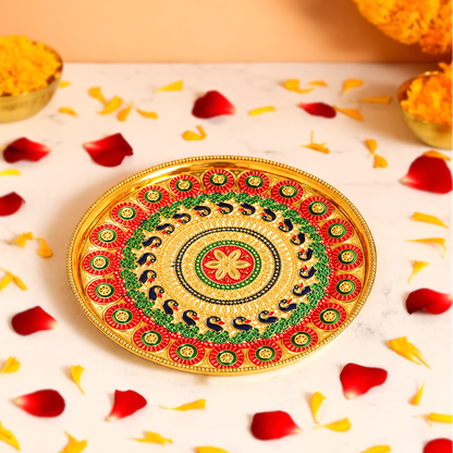 Decorative Pooja Thali with Meenakari Design