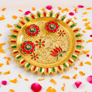 Decorative Aarti Thali with Lotus Design