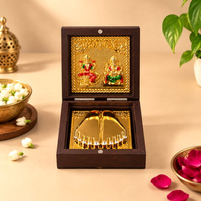 Lakshmi Charan Paduka Box with Ganesh