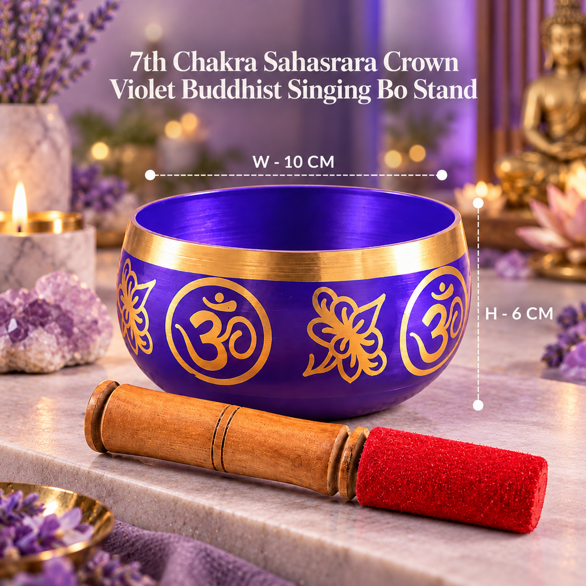 7th Chakra Sahasrara Crown Violet Buddhist Singing Bowl