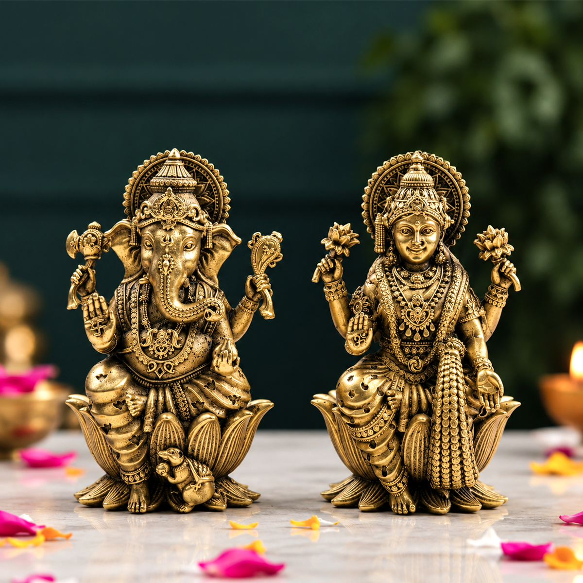 Brass Superfine Laxmi Ganesh Murti