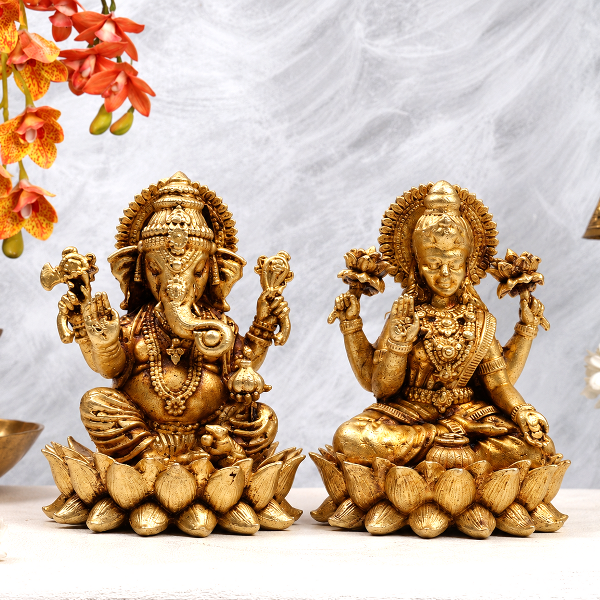 Brass Laxmi Ganesh Ji Murti