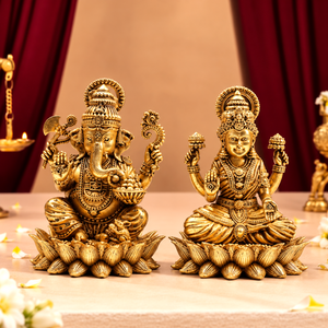Pure Brass Laxmi Ganesh Murti with Fine details