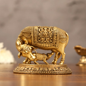 Superfine brass Kamdhenu Cow and Calf Idol