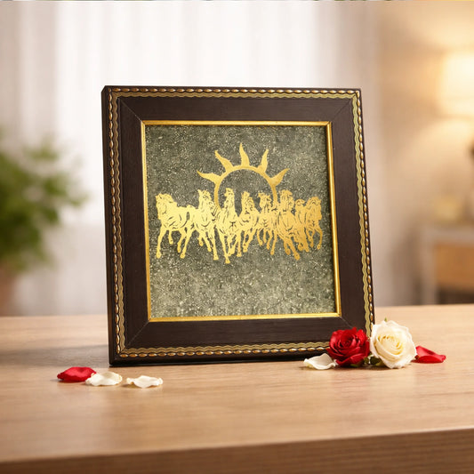 7 Horses on Raw Pyrite Frame - Gemsinvite  