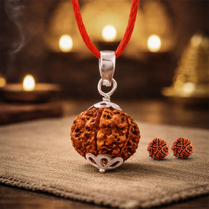 7 Mukhi Rudraksha in Silver Locket + Free 5 Mukhi Rudraksha (2 Pieces) - Gemsinvite  