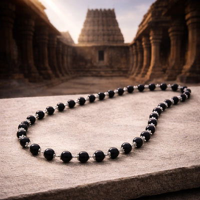 Original Karungali (Ebony Beads) Mala Silver Plated - Gemsinvite  