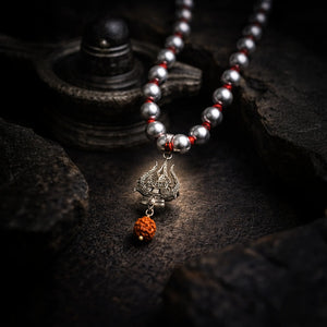 
                    
                      Mercury Beads Mala with Trishul and Rudraksha - Gemsinvite  
                    
                  