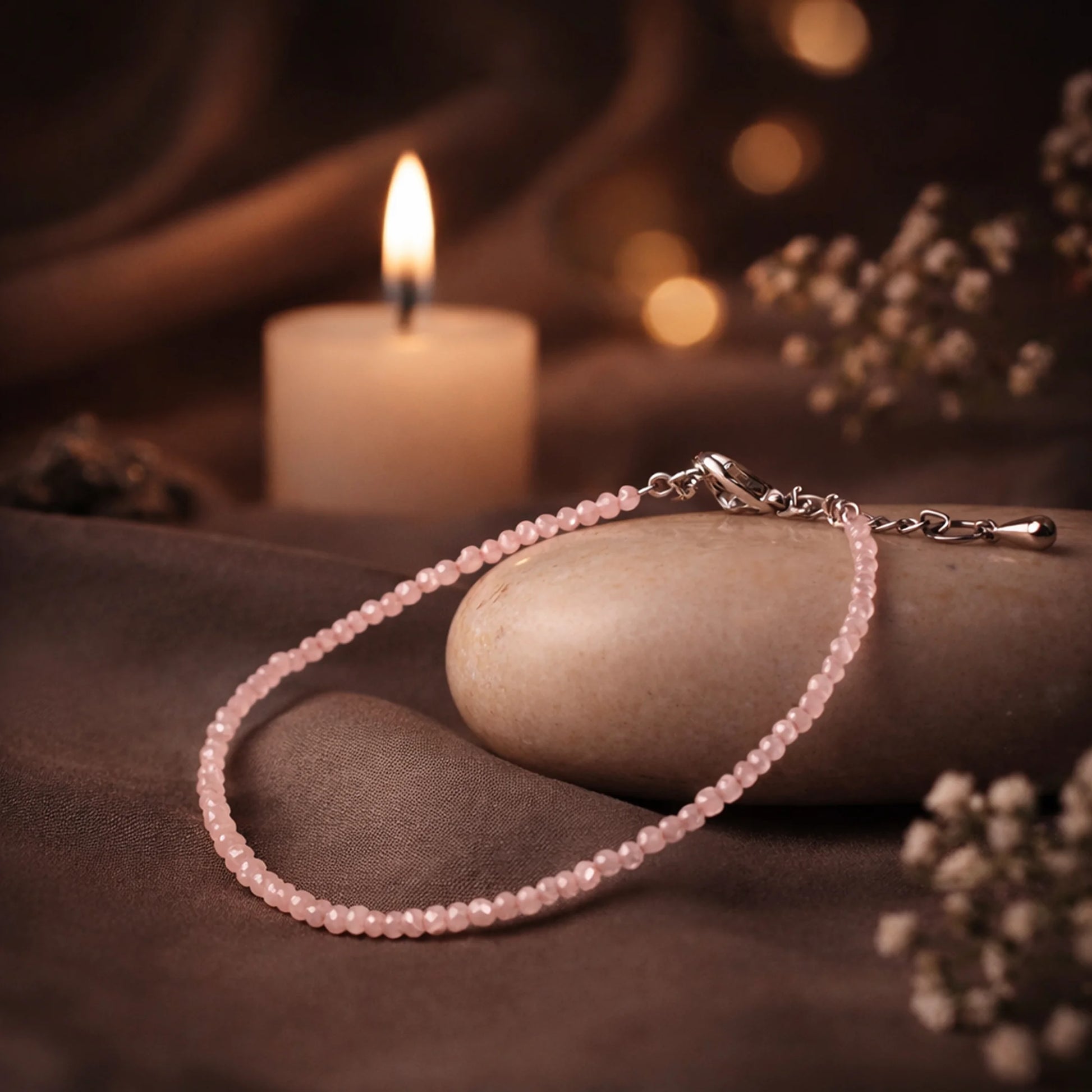 Rose Quartz Anklet - Gemsinvite  