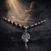 Authentic Silver Karungali Mala with Trishul and Rudraksha