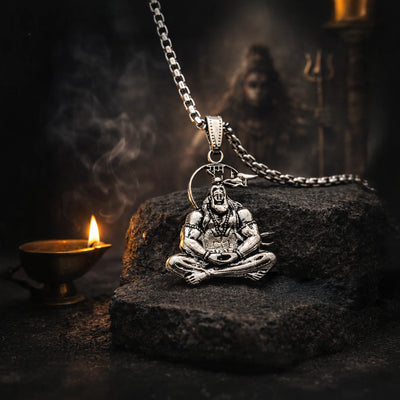 Silver Plated 3D Bajrangbali Hanuman Meditation Necklace - Gemsinvite  
