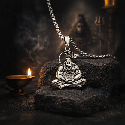 Silver Plated 3D Bajrangbali Hanuman Meditation Necklace - Gemsinvite  