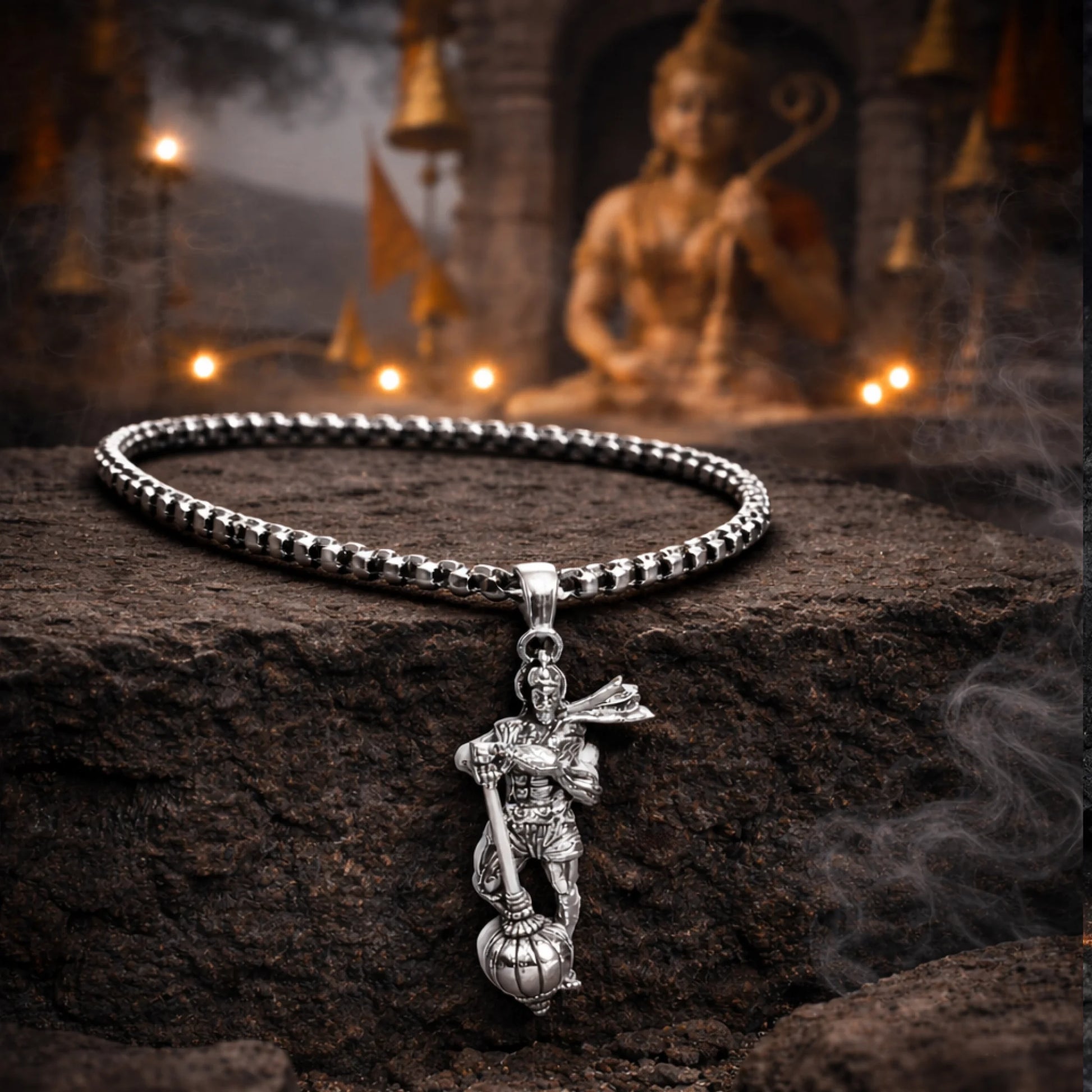 3D Bajrangbali Hanuman Ji Silver Plated Pendant - Gemsinvite  
