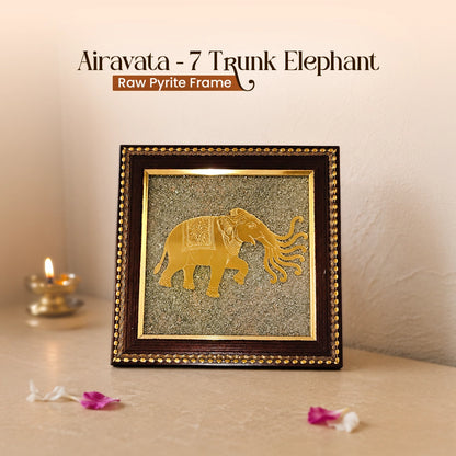 Airavata - 7 Trunk Elephant Raw Pyrite Frame