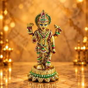 Brass Standing Vishnu Statue on Lotus