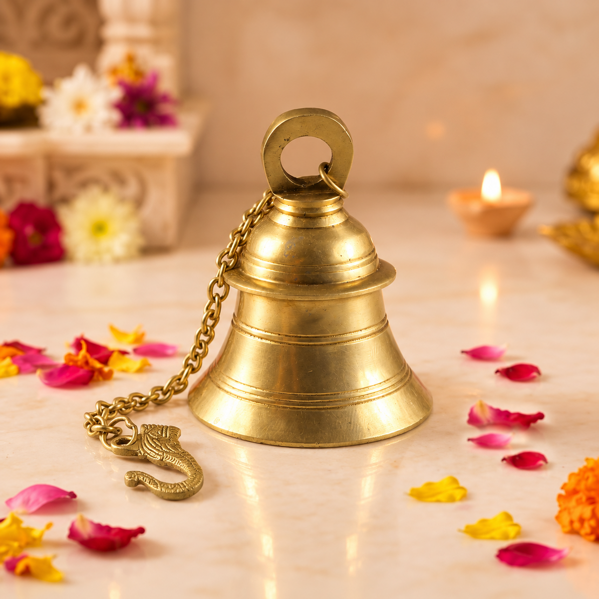 Brass Temple Bell with Chain