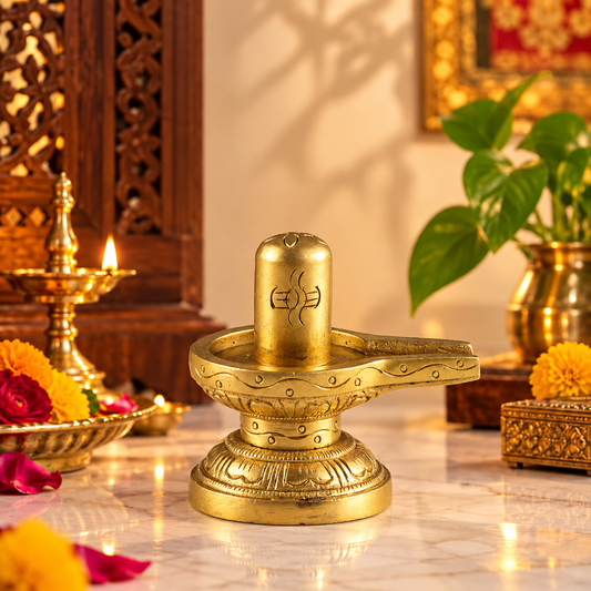 Brass Shivling with Jalhari