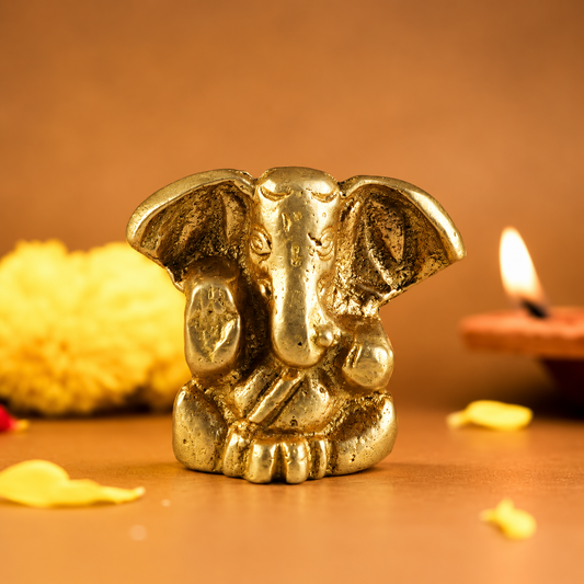 Brass Ganesh Idol for Car Dashboard