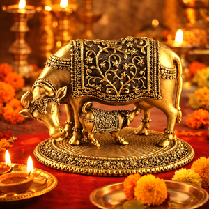 Brass Kamdhenu Cow with Calf