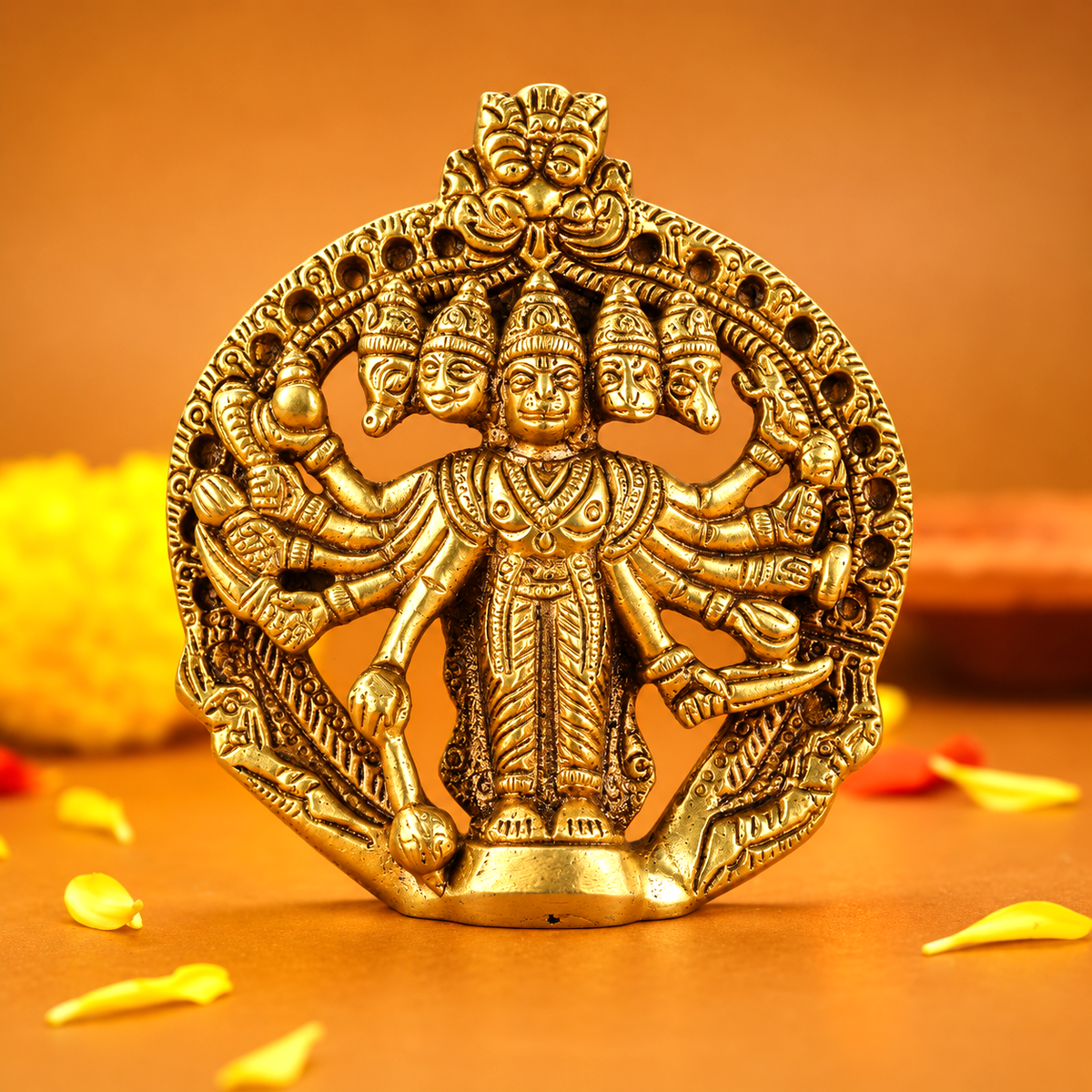 Brass Panchmukhi Hanuman Idol