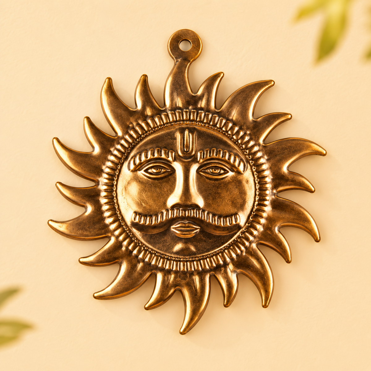 Copper Surya Dev Sun Face Wall Hanging Idol