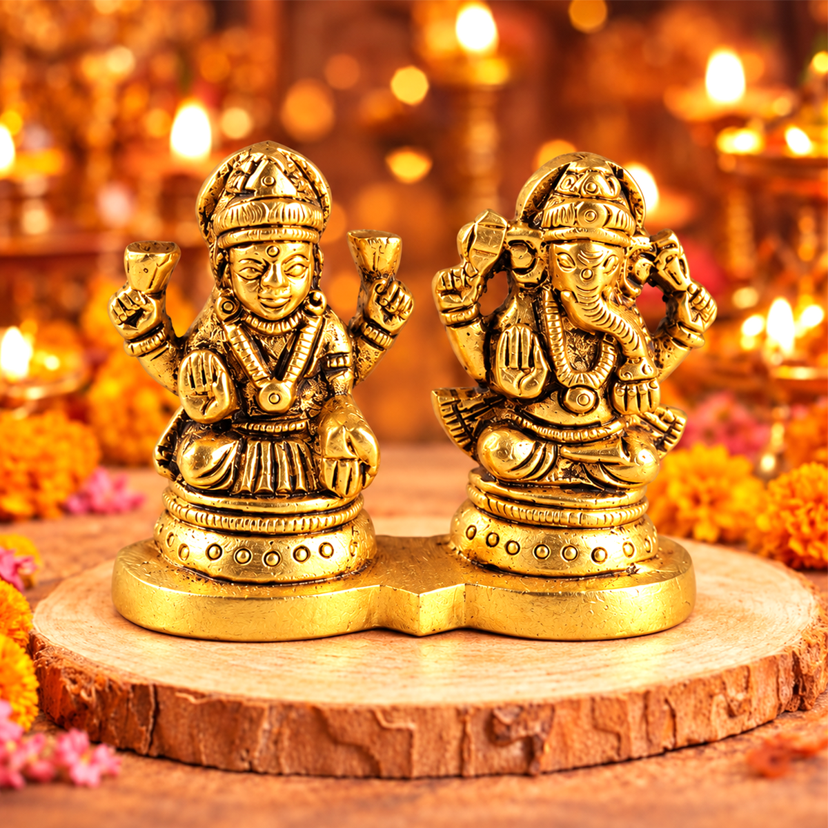 Brass Laxmi Ganesh Murti Set