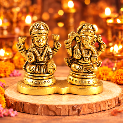 Brass Laxmi Ganesh Murti Set