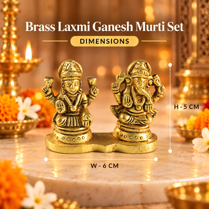 Brass Laxmi Ganesh Murti Set