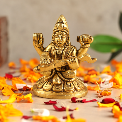 Brass Saraswati Idol