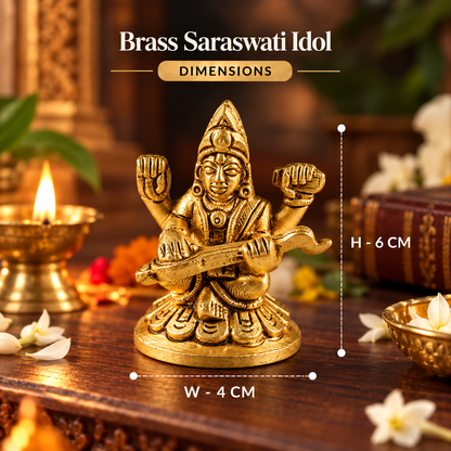 Brass Saraswati Idol