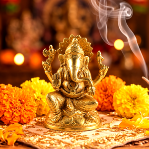 Brass Ganpati Murti with Prabhavali