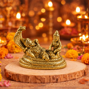 Brass Vishnu Laxmi Murti on Sheshnag