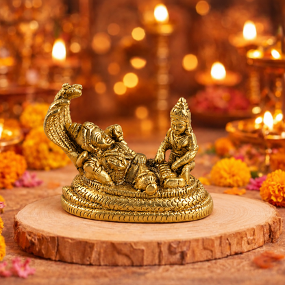 Brass Vishnu Laxmi Murti on Sheshnag