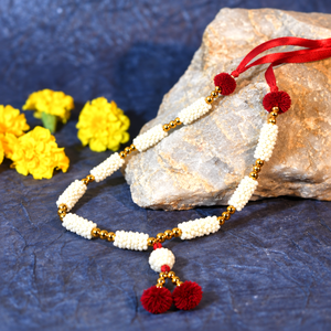 Orange Beaded Pooja Mala Turn