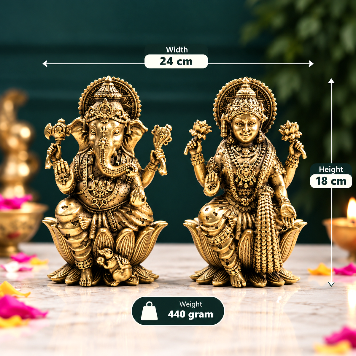 Brass Superfine Laxmi Ganesh Murti
