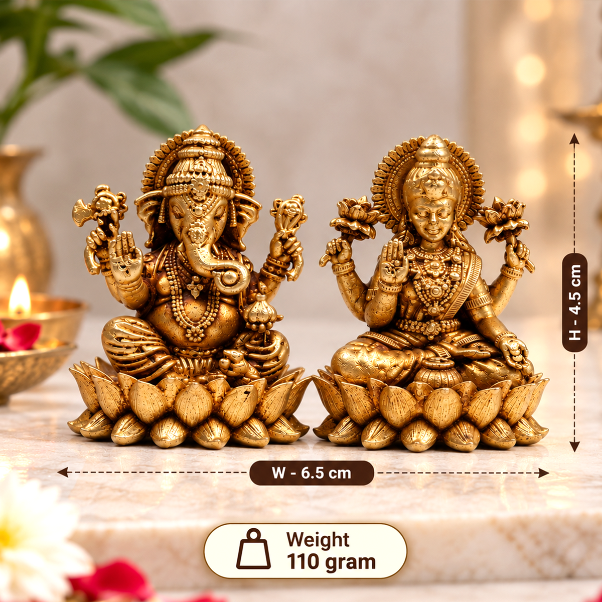 Brass Laxmi Ganesh Ji Murti