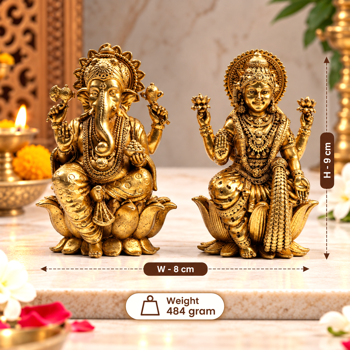 Antique Brass Laxmi Ganesh Murti