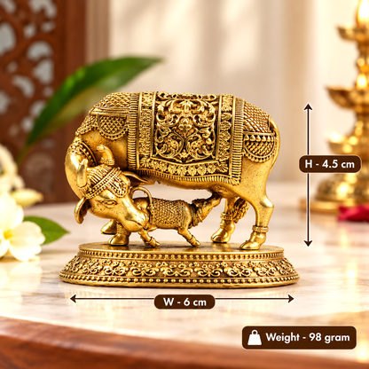 Superfine brass Kamdhenu Cow and Calf Idol