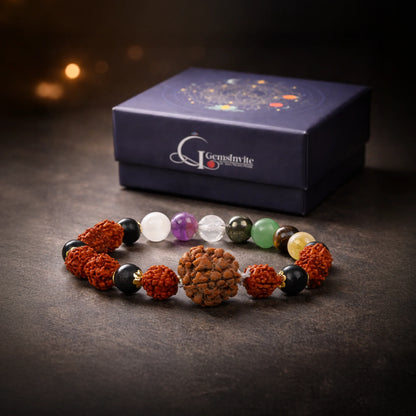Asth Lakshmi Maha Dhanyog Bracelet with 7 Mukhi Rudraksha - Gemsinvite  