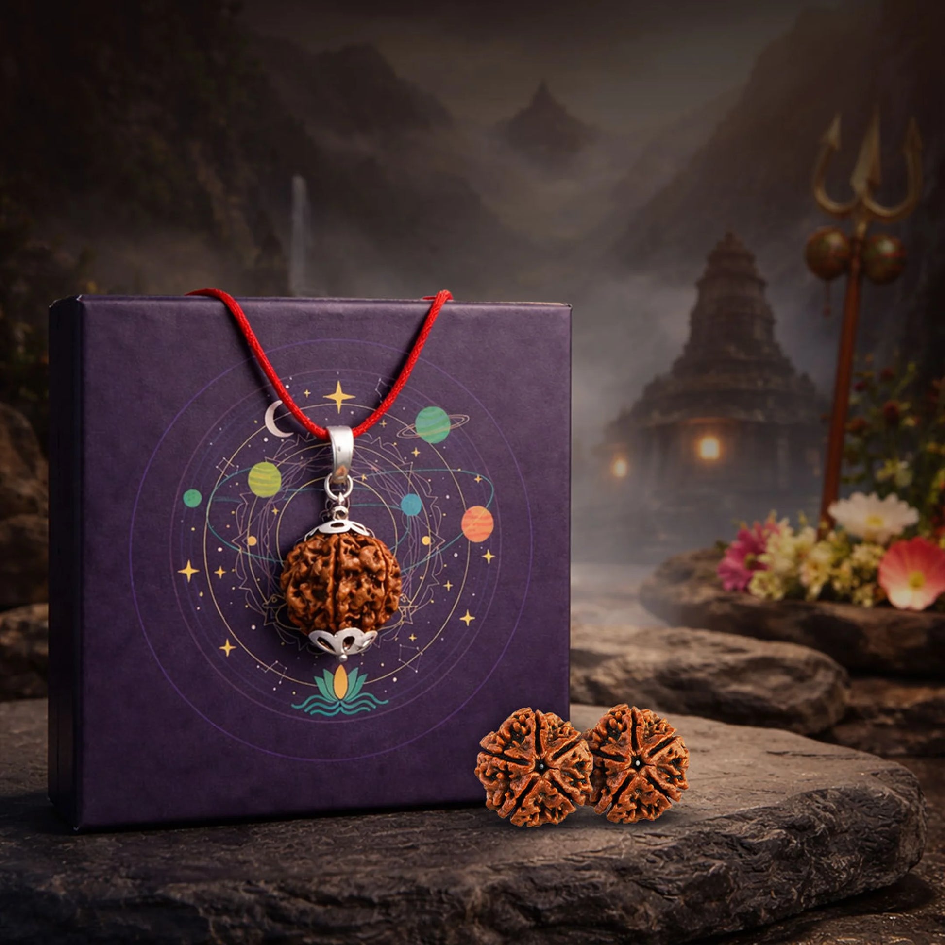 7 Mukhi Rudraksha in Silver Locket + Free 5 Mukhi Rudraksha (2 Pieces) - Gemsinvite  
