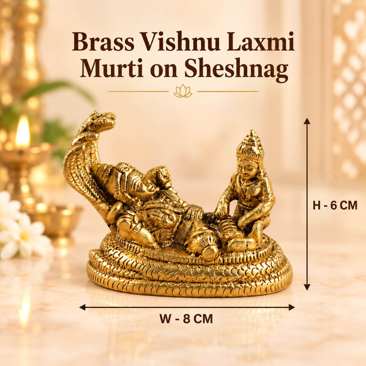 Brass Vishnu Laxmi Murti on Sheshnag