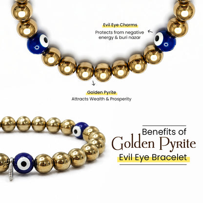 Golden Pyrite Evil Eye Bracelet