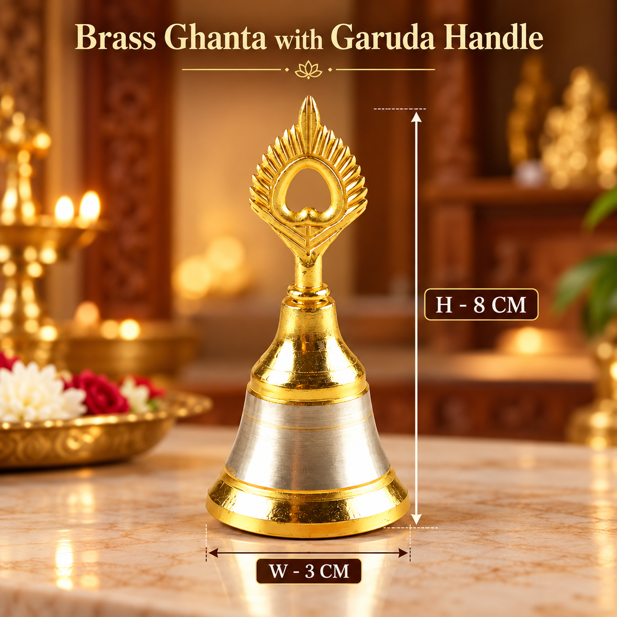 Brass Ghanta with Garuda Handle