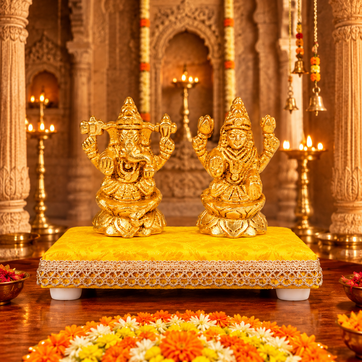 Yellow Pooja Chowki Aasan